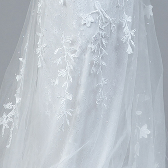 Wedding dress,white strapless fitted corset lace up open back bridal gown - Picture 4 of 6